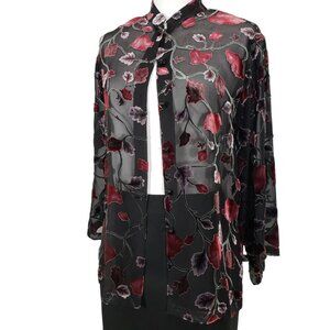 Easy Spirit Sheer Dressy Jacket Blouse Tunic Size 4 Black, Fits 6-8